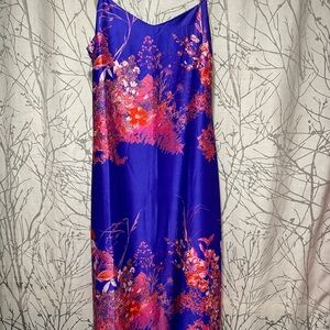 Banana Republic Vibrant Purple & Pink Asymmetrical Maxi Dress, side zipper
